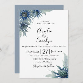 Invitación a la boda botánica del cardo azul