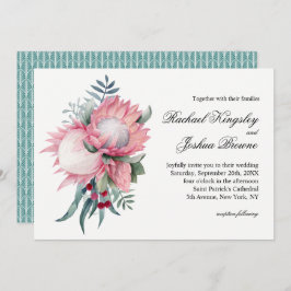 Invitación a la boda botánica del Rey Rosa Protea