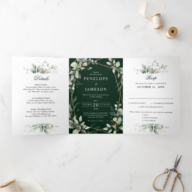 Invitación a la Boda Botánica Eucalyptus Greenery (Interior)