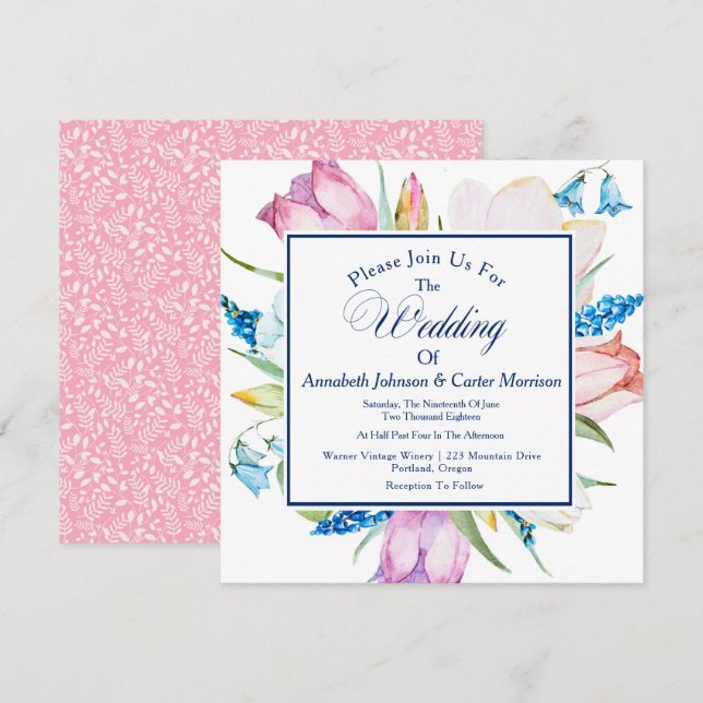 Invitación a la boda botánica floral (Anverso / Reverso)