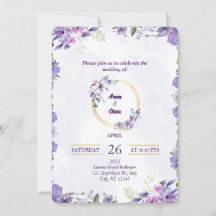 Invitación a la boda botánica floral púrpura