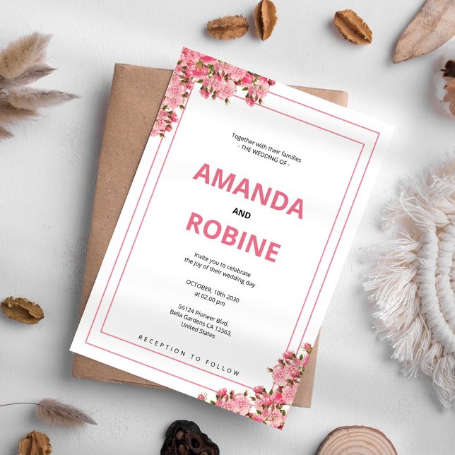Invitación a la boda botánica floral simple (Subido por el creador)