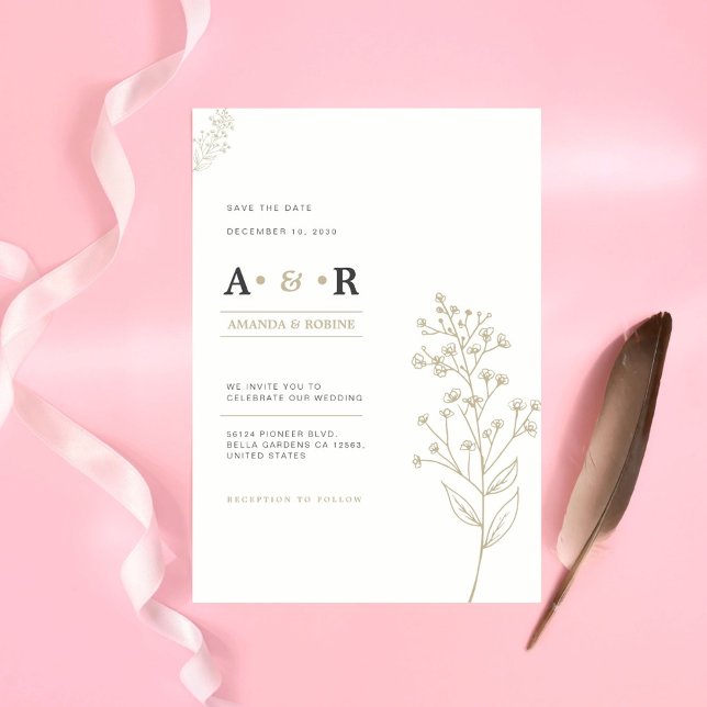 Invitación a la boda botánica minimalista (Subido por el creador)