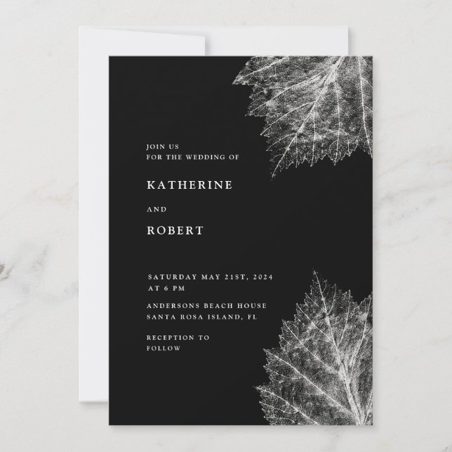 Invitación a la boda botánica minimalista (Anverso)