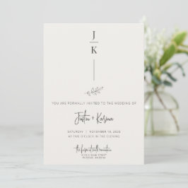 Invitación a la boda botánica Minimalista crema