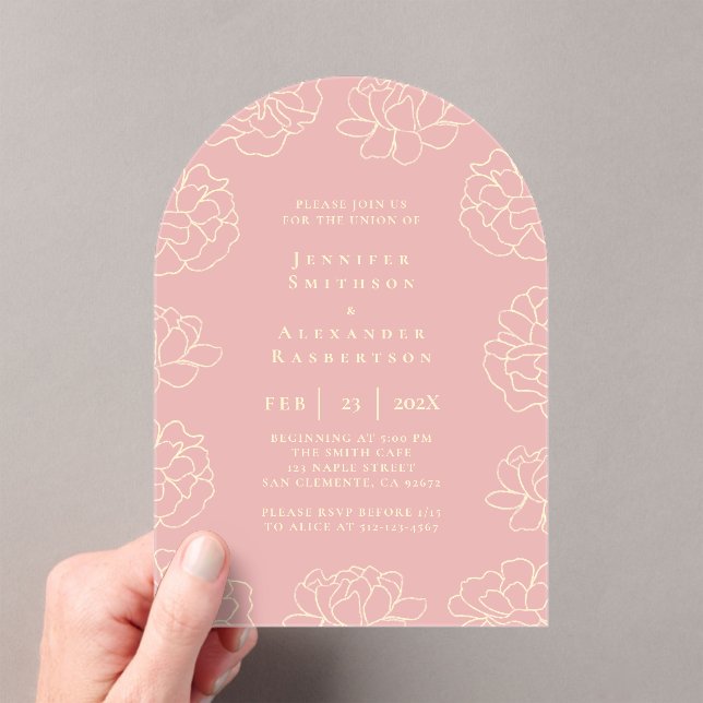 Invitación a la boda botánica Minimalista rosa de  (Insitu (portátil))