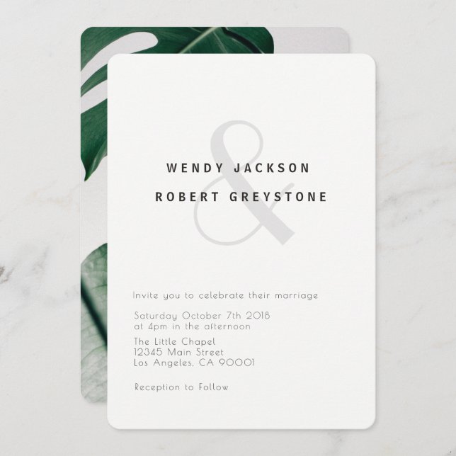 Invitación a la boda botánica moderna (Anverso / Reverso)