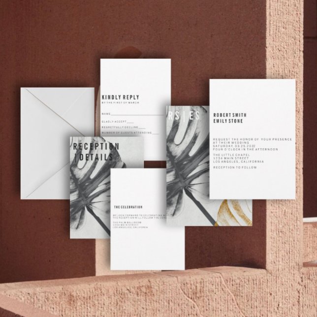 Invitación a la boda botánica moderna: Colección I (Subido por el creador)