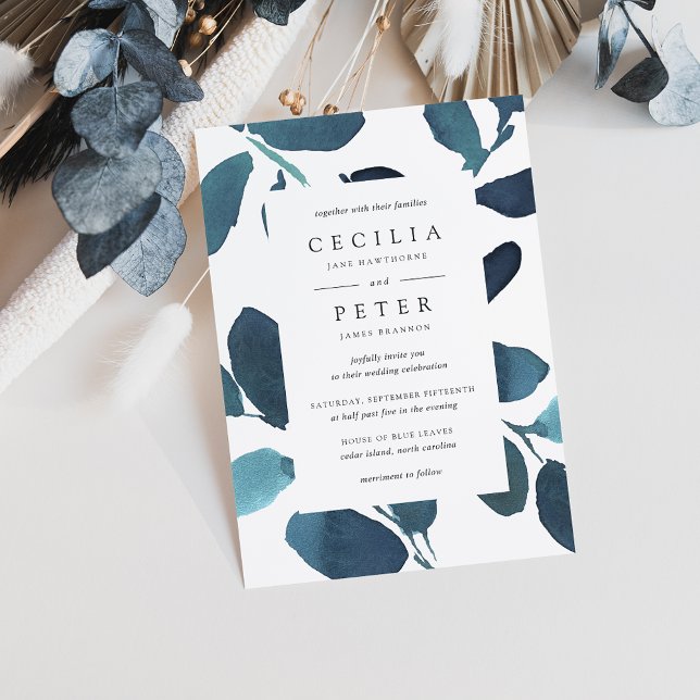 Invitación a la boda botánica previa | Azure (Subido por el creador)