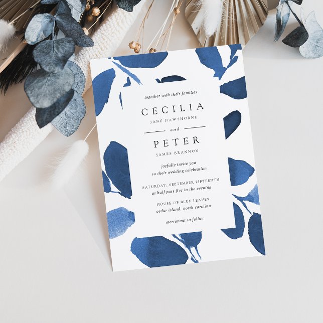 Invitación a la boda botánica previa | Índigo (Subido por el creador)