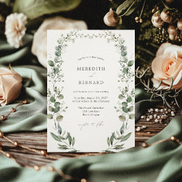 Invitación a la boda botánica simple y elegante
