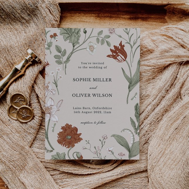 Invitación a la Boda Botánica Terracotta Vintage (Subido por el creador)