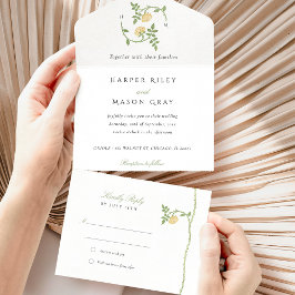 Invitación a la boda botánica todo en uno y RSVP