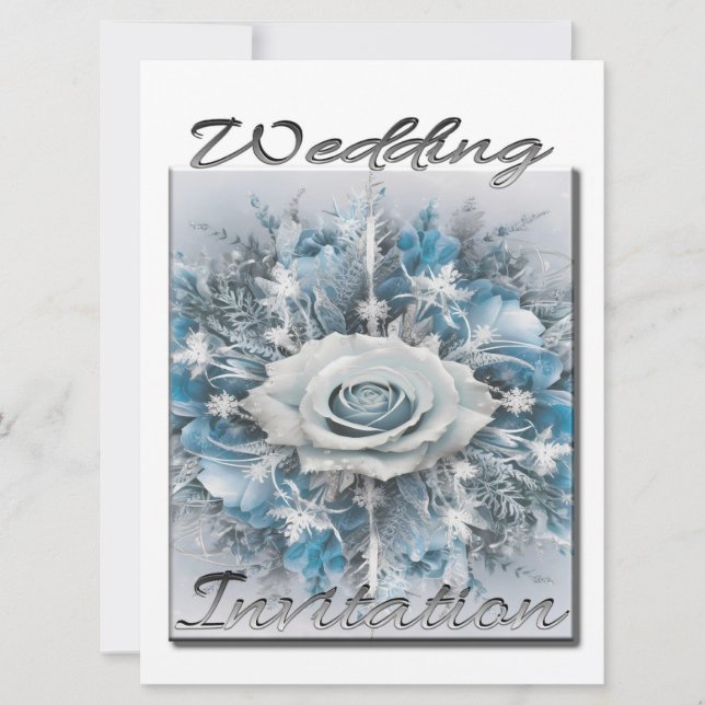 Invitación a la boda Bouquet en azul y blanco (Anverso)