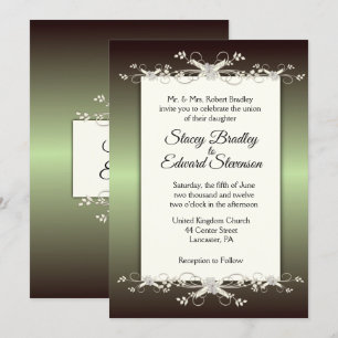 Invitación a la Boda Brillante de Elegancia Verde