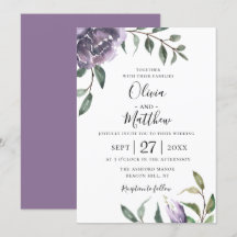 Invitación a la boda bruta-floral púrpura