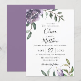 Invitación a la boda bruta-floral púrpura