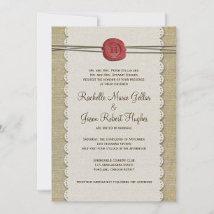 Invitación a la boda Burlap