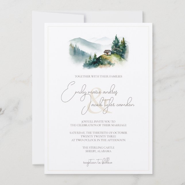 Invitación a la boda - Cabina en acuarela (Anverso)