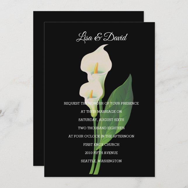 Invitación a la boda-Cala Lily (Anverso / Reverso)