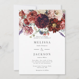 Invitación a la boda cálida de Dahlia, flor de oto