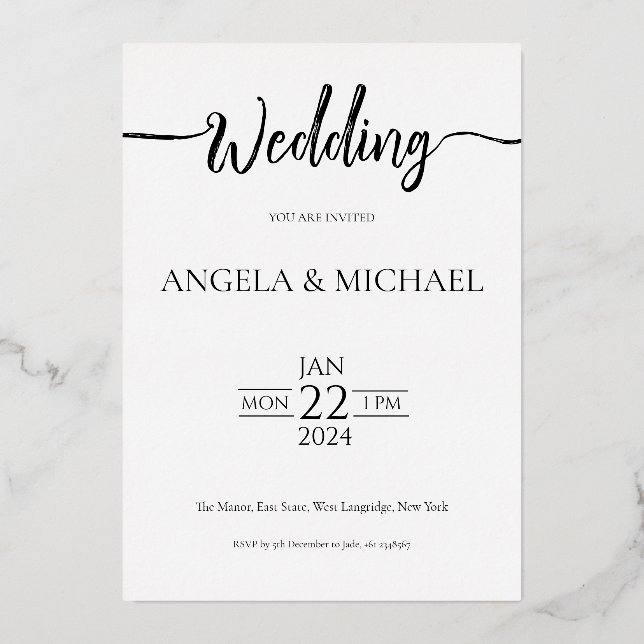 Invitación a la boda caligrafía elegante (Anverso)