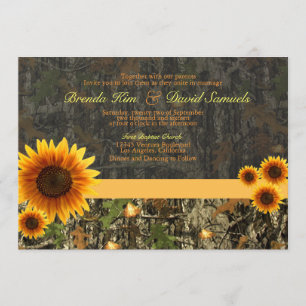 Invitación a la boda Camo Sunflower