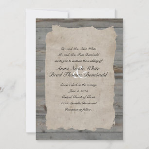 Invitación a la boda campestre rústica de madera d
