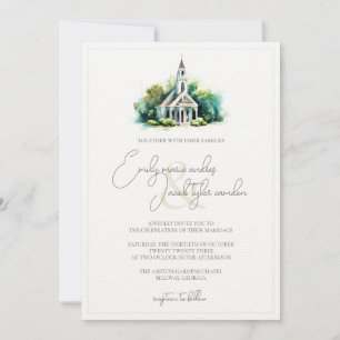 Invitación a la boda - Capilla en acuarela