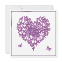 Invitación a la boda cardíaca con mariposa morada