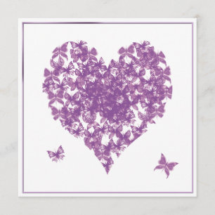 Invitación a la boda cardíaca con mariposa morada