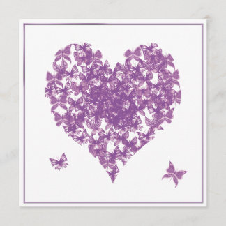 Invitación a la boda cardíaca con mariposa morada