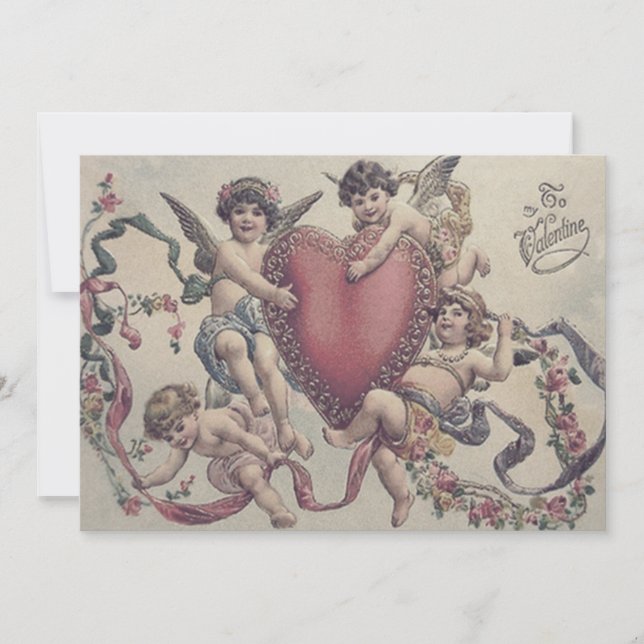 Invitación a la Boda Cardíaca Cupid Cherub Angel (Anverso)