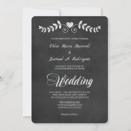 Invitación a la boda cardíaca de Chalkboard Laurel