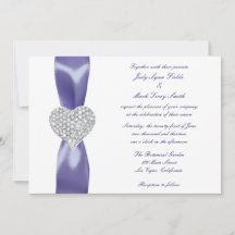 Invitación a la boda cardíaca de Diamante Azul Púr