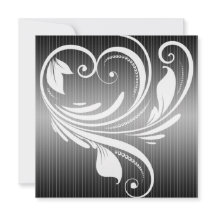 Invitación a la boda cardíaca de Pinstripe en blan