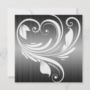 Invitación a la boda cardíaca de Pinstripe en blan