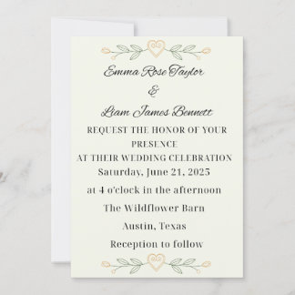 Invitación a la boda cardíaca de simplicidad