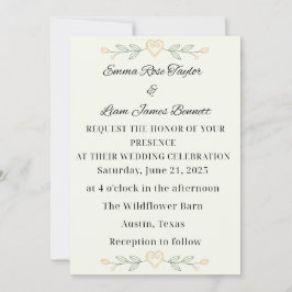 Invitación a la boda cardíaca de simplicidad