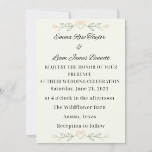 Invitación a la boda cardíaca de simplicidad