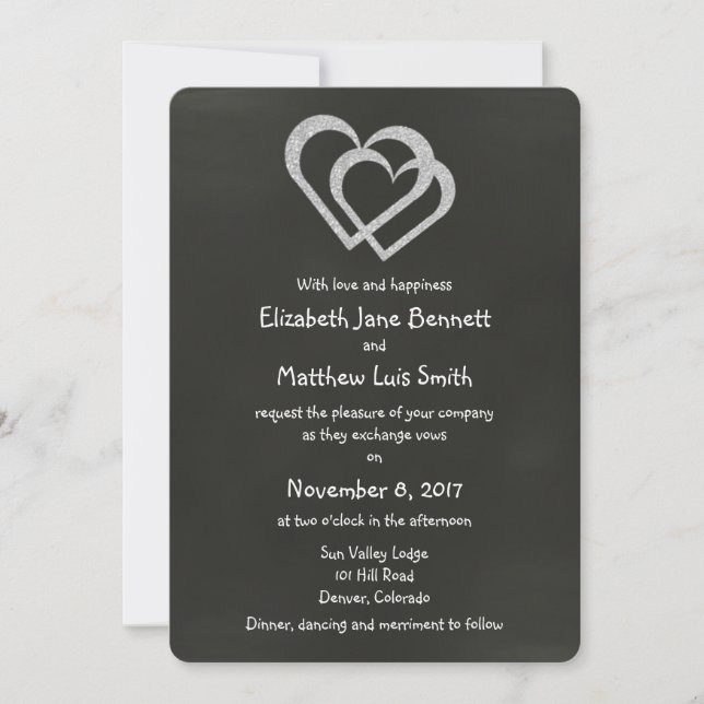 Invitación a la Boda Cardíaca en Chalkboard (Anverso)