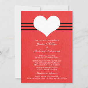Invitación a la boda cardíaca moderna, rojo