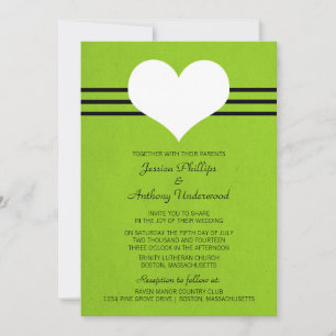 Invitación a la boda cardíaca moderna, verde