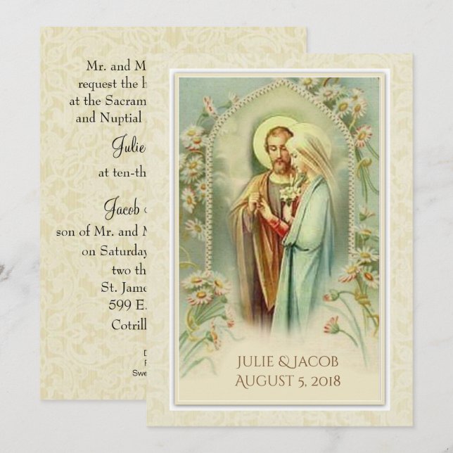 Invitación a la boda casera tradicional católica (Anverso / Reverso)