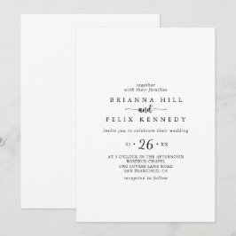 Invitación a la boda casual de caligrafía minimali
