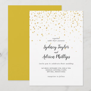 Invitación a la Boda Casual de Confetti de Oro