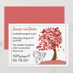 Invitación a la boda casual del árbol del corazón