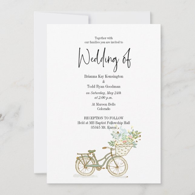 Invitación a la boda casual en bicicleta tándem si (Anverso)