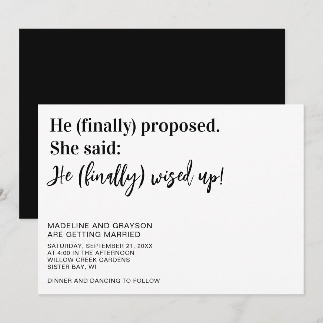 Invitación a la boda casual por fin divertida (Anverso / Reverso)