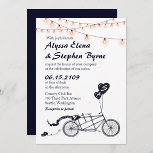 Invitación a la Boda Casual Romántica en Bicicleta